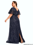 Jakayla Sheath/Column Square Floor-Length Lace Mother of the Bride Dress With Sequins STAP0021665