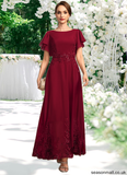 Zoie A-line Scoop Ankle-Length Chiffon Lace Mother of the Bride Dress With Sequins STAP0021676