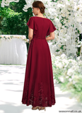 Zoie A-line Scoop Ankle-Length Chiffon Lace Mother of the Bride Dress With Sequins STAP0021676