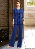 Vicky Jumpsuit/Pantsuit Separates Scoop Floor-Length Chiffon Lace Mother of the Bride Dress STAP0021703