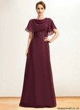 Jaylah A-line Scoop Floor-Length Chiffon Mother of the Bride Dress With Appliques Lace Sequins STAP0021707