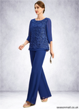 Irene Jumpsuit/Pantsuit Separates Scoop Floor-Length Chiffon Lace Mother of the Bride Dress STAP0021718
