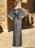 Ayana Sheath/Column Scoop Floor-Length Chiffon Lace Mother of the Bride Dress With Beading Flower Sequins STAP0021722