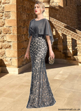 Ayana Sheath/Column Scoop Floor-Length Chiffon Lace Mother of the Bride Dress With Beading Flower Sequins STAP0021722