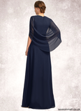 Valery A-line V-Neck Floor-Length Chiffon Mother of the Bride Dress With Pleated STAP0021734