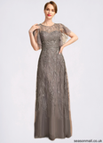 Gracelyn A-line Scoop Illusion Floor-Length Lace Mother of the Bride Dress With Sequins STAP0021752