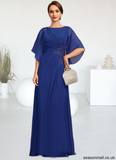 Kelsey A-line Scoop Floor-Length Chiffon Mother of the Bride Dress With Pleated Appliques Lace Sequins STAP0021831