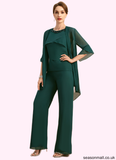 Suzanne Jumpsuit/Pantsuit Separates Scoop Floor-Length Chiffon Mother of the Bride Dress With Beading Sequins STAP0021913