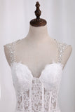Mermaid Wedding Dresses Tulle Spaghetti Straps With Applique Court