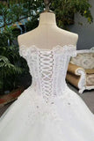 Cheap Wedding Dresses Tulle Lace Up With Appliques And Rhinestones Ball