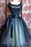 Tulle Scoop With Sash Homecoming Dresses A Line