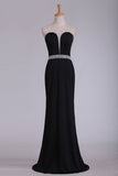 Prom Dresses Spandex Sheath Sweetheart With Beading Sweep