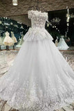 Off The Shoulder A-Line Wedding Dresses Floor Length Lace Up With