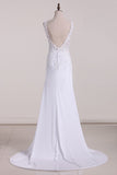 Sexy Open Back V Neck Spandex Wedding Dresses Mermaid With Applique
