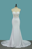 Mermaid Sweetheart Wedding Dresses Spandex & Lace Sweep