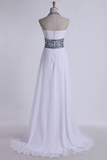 Halter Prom Dresses A-Line Pick Up Long Chiffon Skirt Ruffled With Crystal Beading
