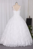 New Wedding Dress Ball Gown Spaghetti Straps Floor-Length Lace Zipper