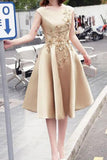 Homecoming Dresses A Line Scoop Satin With Applique Lace