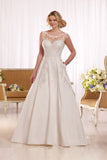 New Arrival Scoop Wedding Dresses A Line With Applique Open