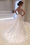 New Arrival Mermaid/Trumpet V-Neck Tulle Wedding Dresses With Applique Short