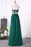 A Line Prom Dresses Chiffon Sweetheart With Applique And