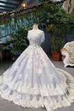 New Arrival Wedding Dresses A-Line With Handmade Flowers And Appliques Special