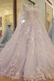 Scoop Neck New Arrival Luxury A Line Wedding Dresses Tulle With Beads And