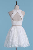 Scoop Open Back Beaded Bodice Two-Piece A Line Lace