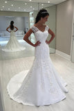 Mermaid Tulle Off The Shoulder Wedding Dresses With Applique Sweep