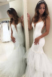 Mermaid Spaghetti Straps Wedding Dresses Tulle With Applique