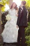 New Arrival V Neck Long Sleeves Tulle With Applique Wedding Dresses A
