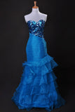 Cheap Prom Dresses Blue Sweetheart Floor Length Organza Taffeta
