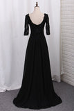 A-Line Mother Of The Bride Dresses Square Half Sleeves Chiffon Skirt