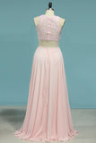Prom Dresses Scoop Two-Piece A Line Chiffon