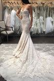 Mermaid/Trumpet Sweetheart Tulle Wedding Dresses With Appliques Zipper