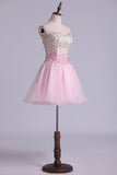 Sweetheart A Line Short/Mini Prom Dress With Full Beaded Bodice