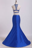 Two Pieces High Neck Mermaid Prom Dresses With