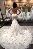 Mermaid/Trumpet Sweetheart Tulle Wedding Dresses With Appliques Zipper