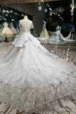 New Arrival Scoop Neck Wedding Dresses V-Back With Appliques And Handmade