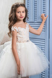 Asymmetrical Scoop With Applique Flower Girl Dresses A Line