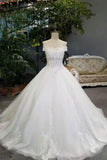Cheap Wedding Dresses Tulle Lace Up With Appliques And Rhinestones Ball