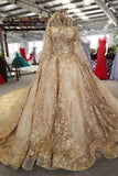 Luxury Wedding Dresses Ball Gown Off-The-Shoulder Royal Train Lace Short