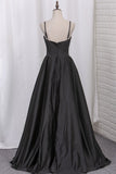 Prom Dresses A Line Spaghetti Straps With Sash Sweep