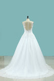 Wedding Dresses A Line Scoop Tulle With Applique Court