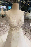 A-Line New Arrival Wedding Dress Lace Up With Handmade Flowers And