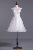 Scoop Homecoming Dresses A Line Tulle With Applique & Beading