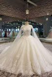 New Arrival Tulle Scoop Neck Wedding Dresses Zipper Up With Appliques And Beading Royal