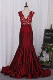 Prom Dresses V Neck Mermaid With Beading And