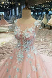Low Price Floral Prom Dresses Pink Color With Handmade Flowers And