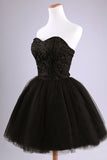Black Homecoming Dresses Ball Gown Sweetheart Short/Mini With Appliques Lace